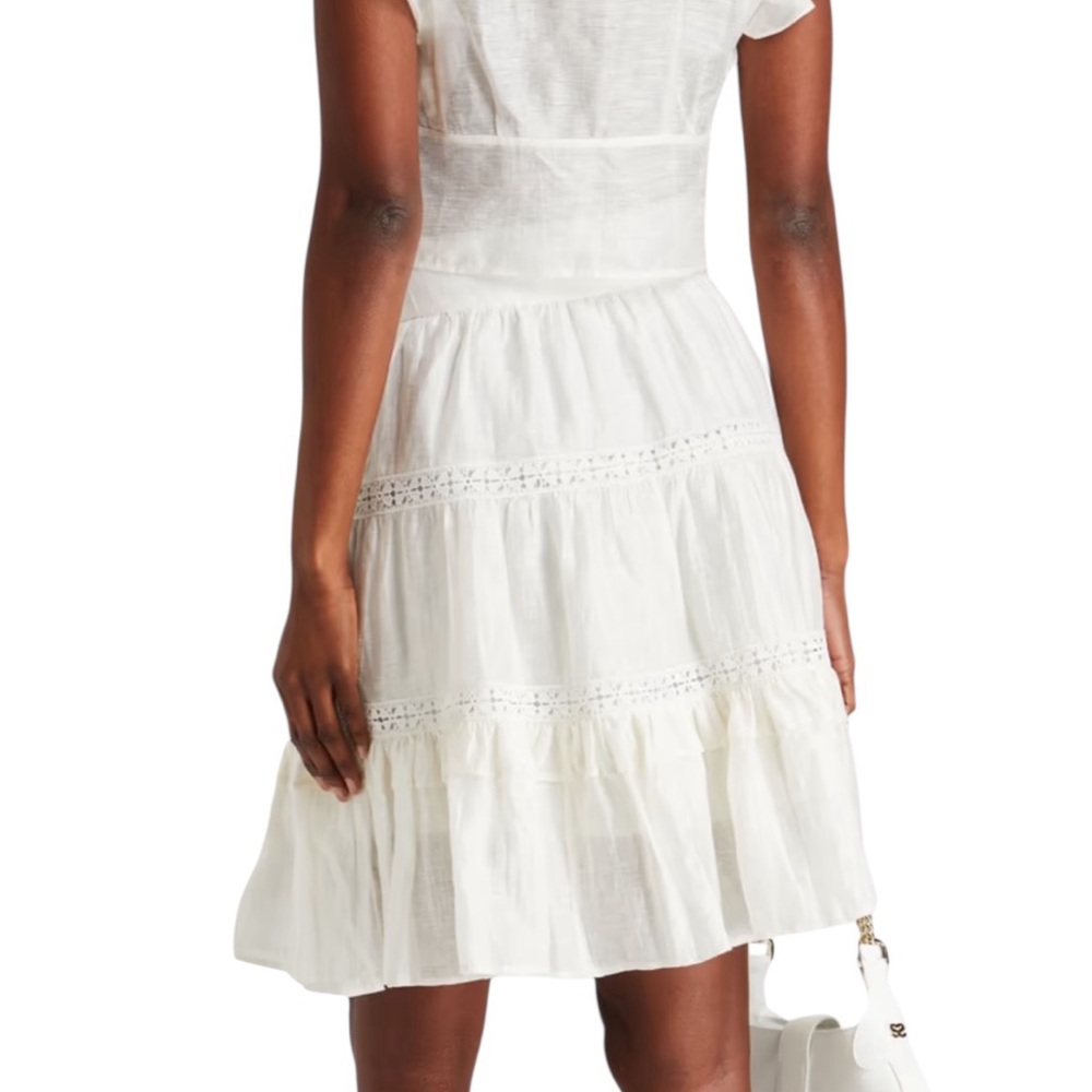 Sandro Guipure Lace Trimmed Linen Blend Gauze Skirt Size 36 - Picture 2 of 6